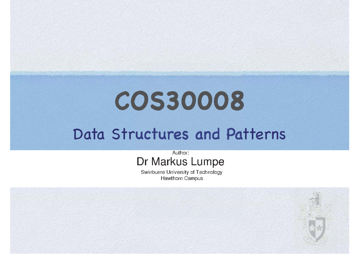 COS30008 - Introduction to Data Structures & C++ Concepts S1 2015 - Studocu