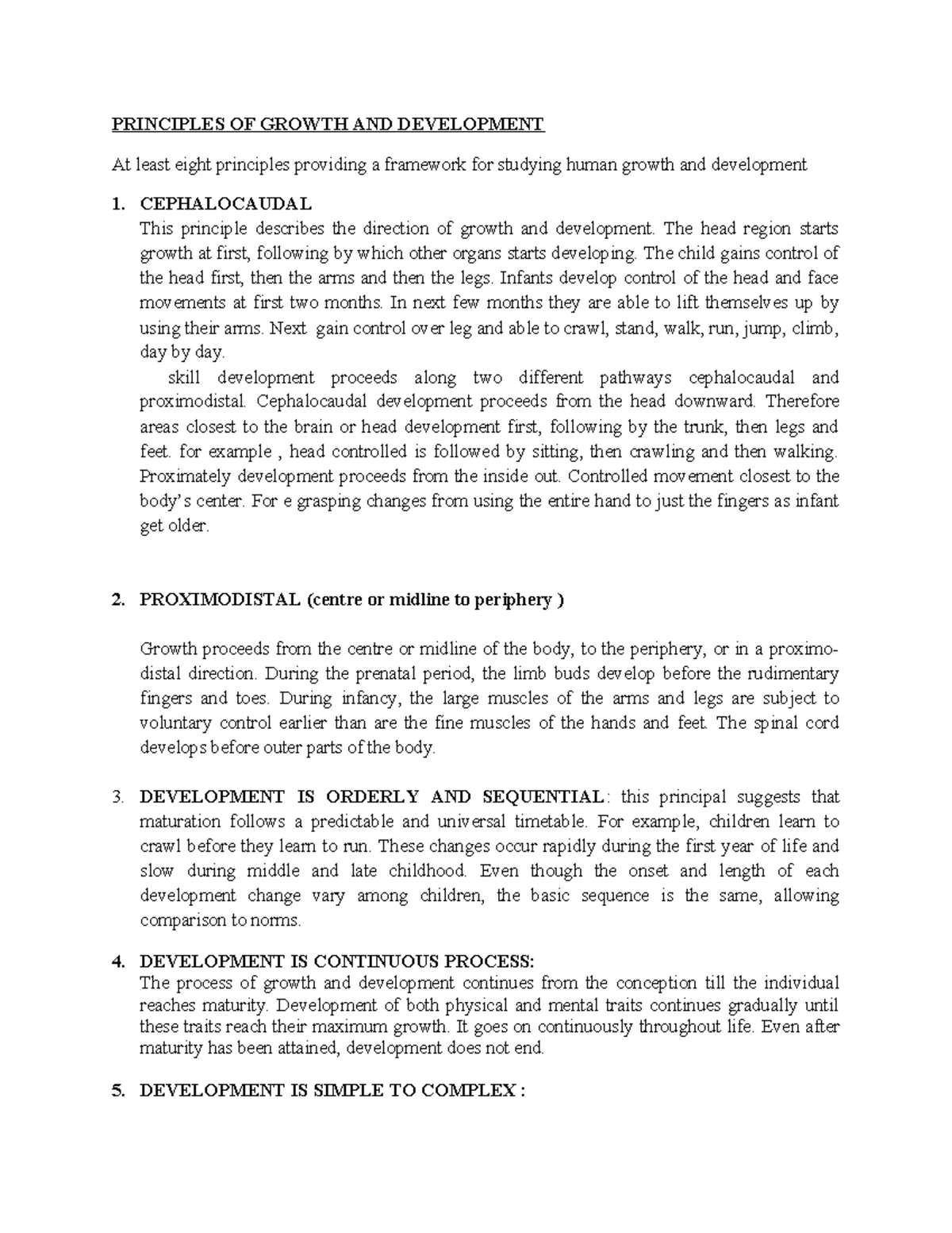 3 Principles of G&D - Notes on Growth & Development Principles - Studocu
