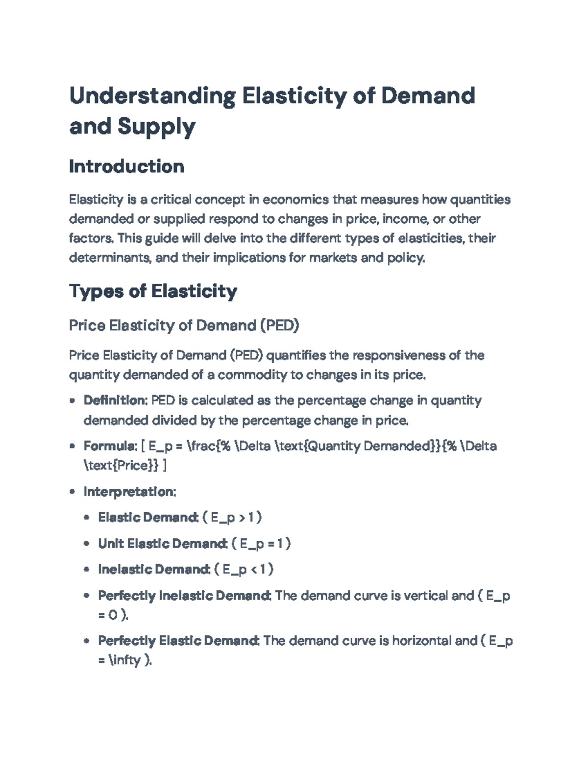 Understanding Elasticity of Demand and Supply in Economics (Course Code ...