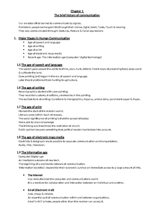COM1501 Chapter Summaries: Communication History & Functions - Studocu