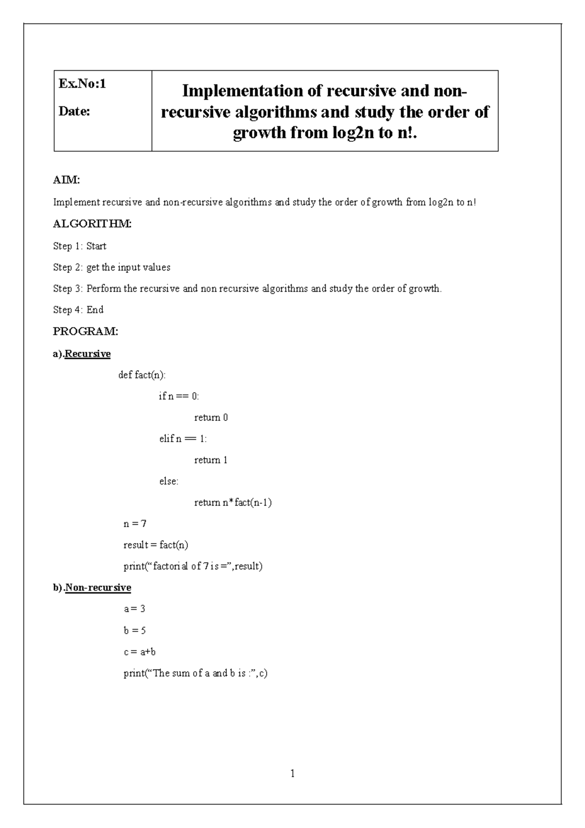 AD3351 DAA - Implementation of Algorithms and Growth Analysis - Studocu