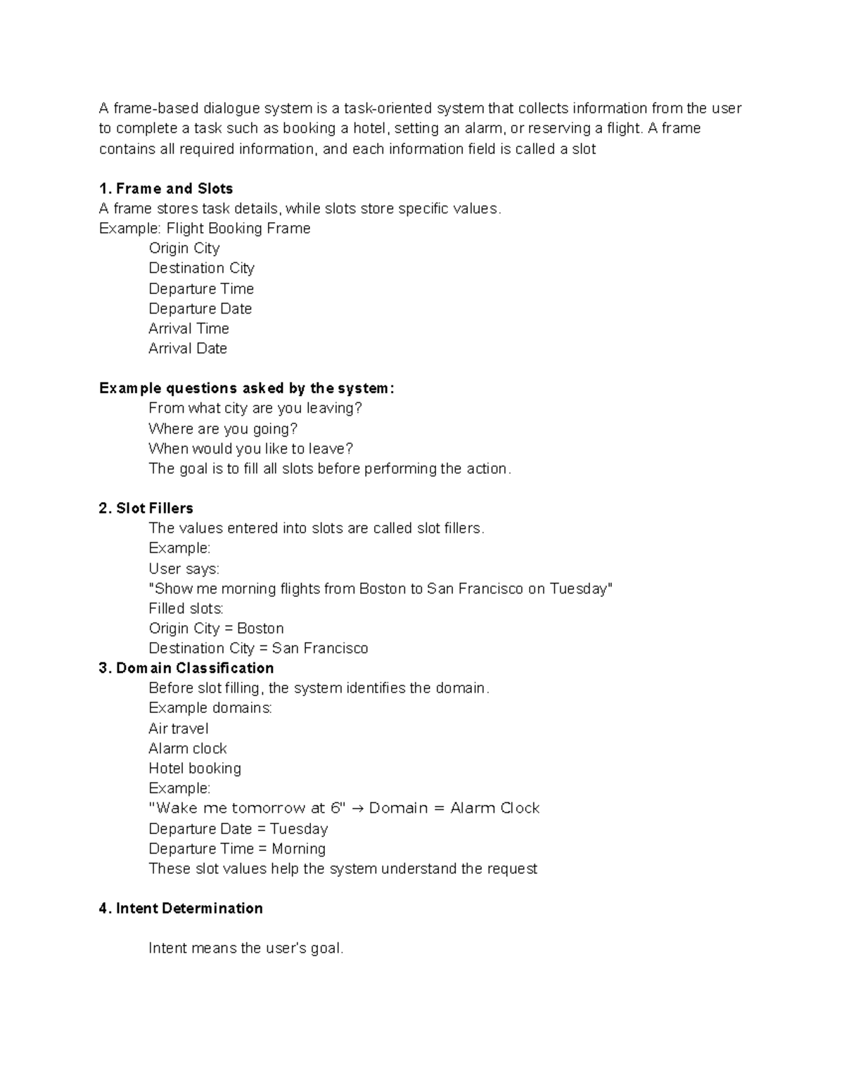 Dialogue System - LECTURE NOTES on Slot Filling and Intent Detection ...