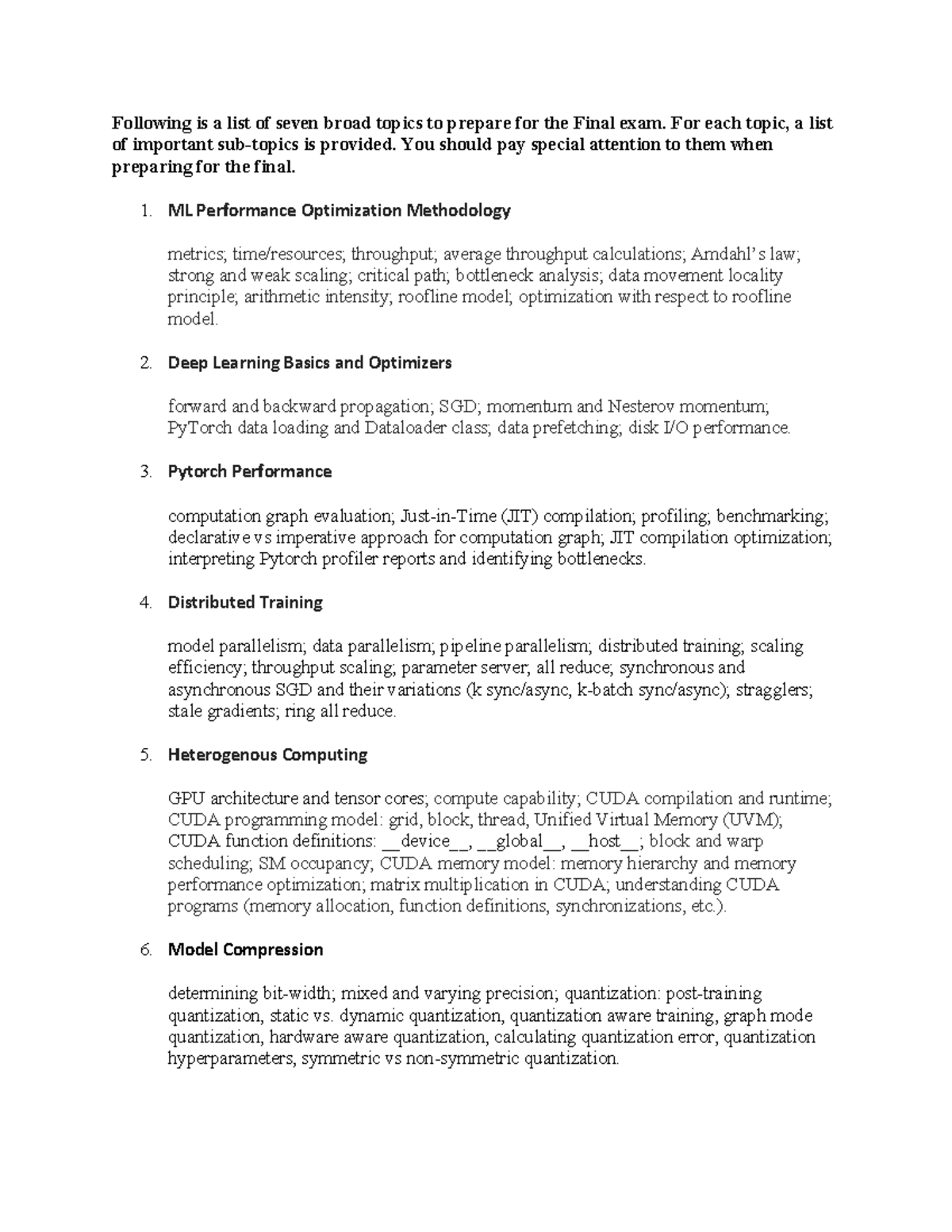 Final Exam Study Guide for HPML: Key Topics & Focus Areas - Studocu