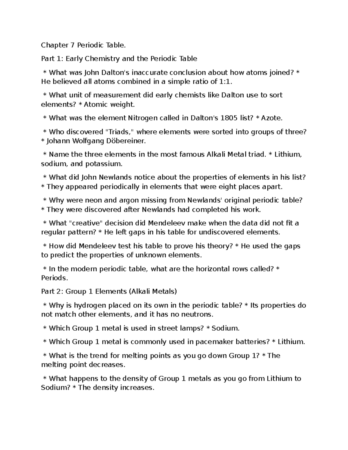 Chapter 7: Periodic Table Insights - Early Chemistry & Group 1 Elements ...