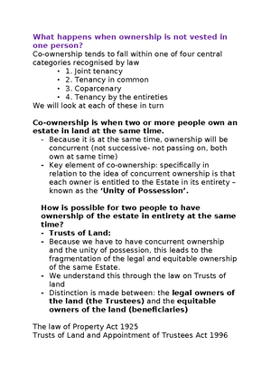 Law of Co-ownership: Tenancy in Common and Joint Tenancy - Property Law ...