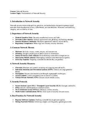 Cybersecurity - Study Notes & Assignments - Studocu