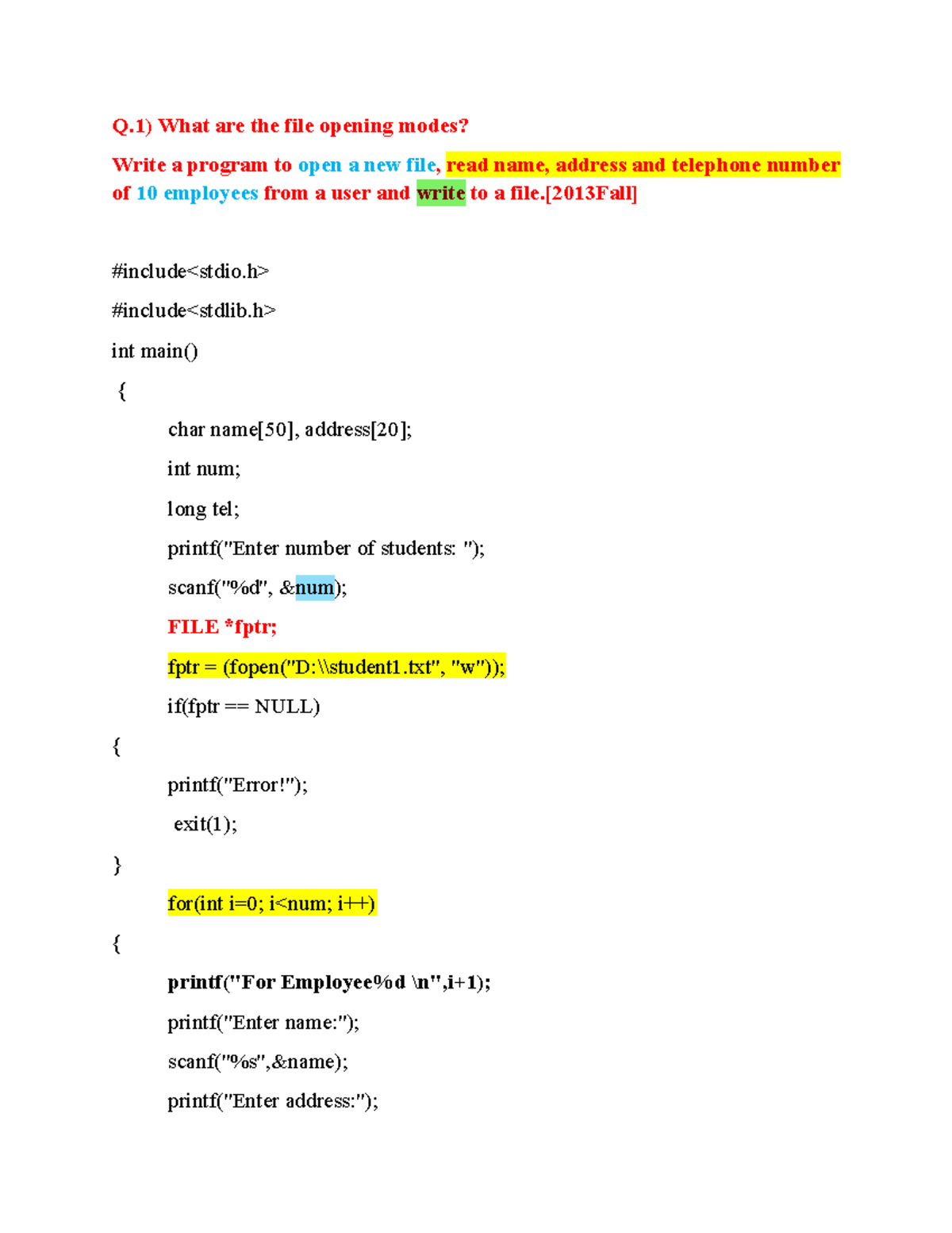 Unit 9 - File Handling: Old Questions & Programming Tasks - Studocu