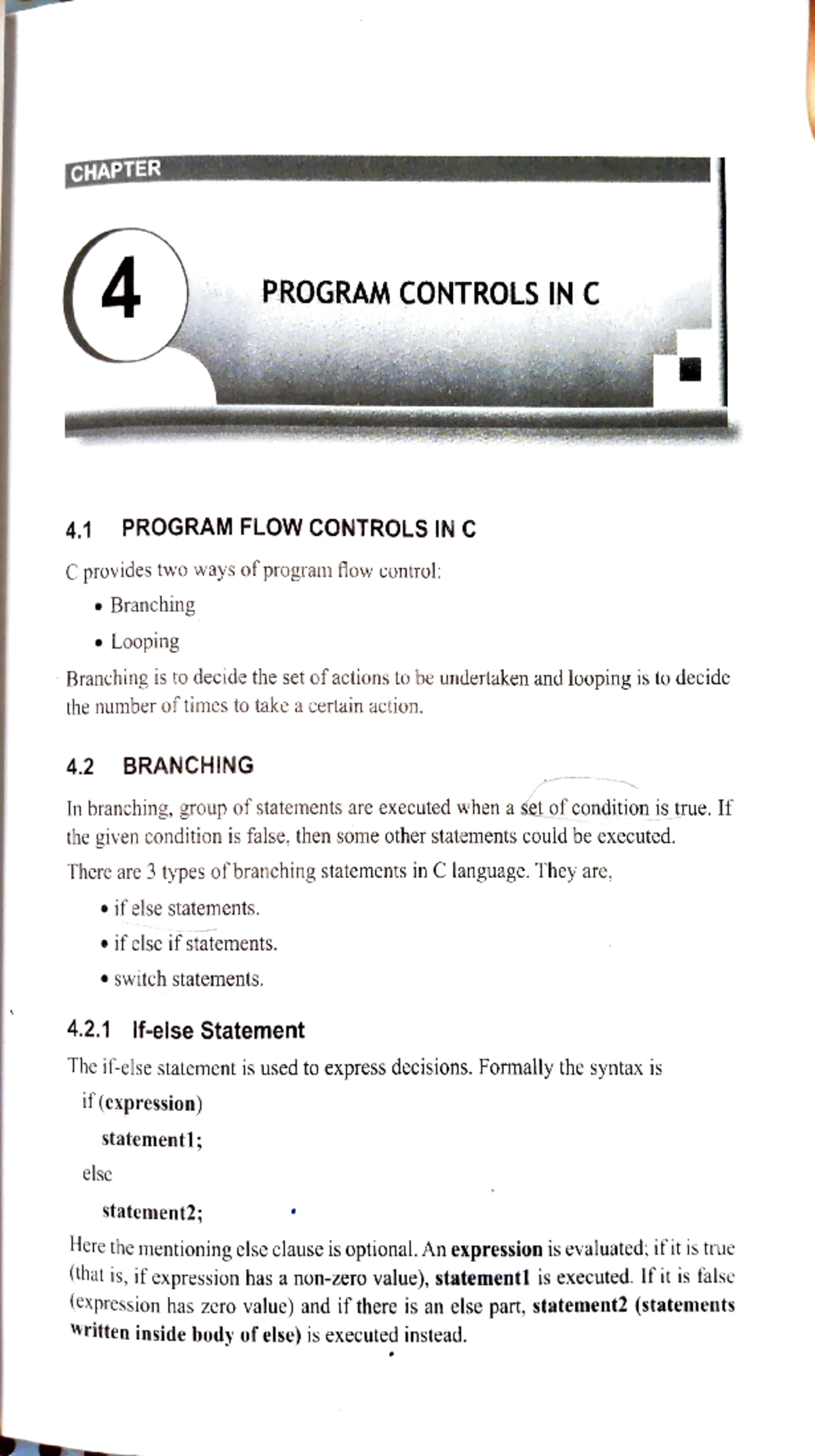 C Programming CH4: Program Controls and Flow in C - Studocu