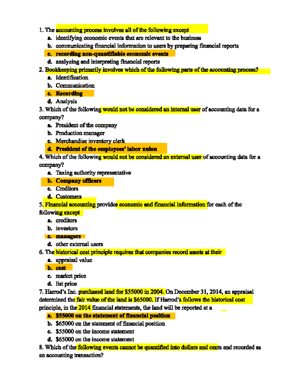 Accounting MCQs - Midterm Review for Accounting 101 - Studocu