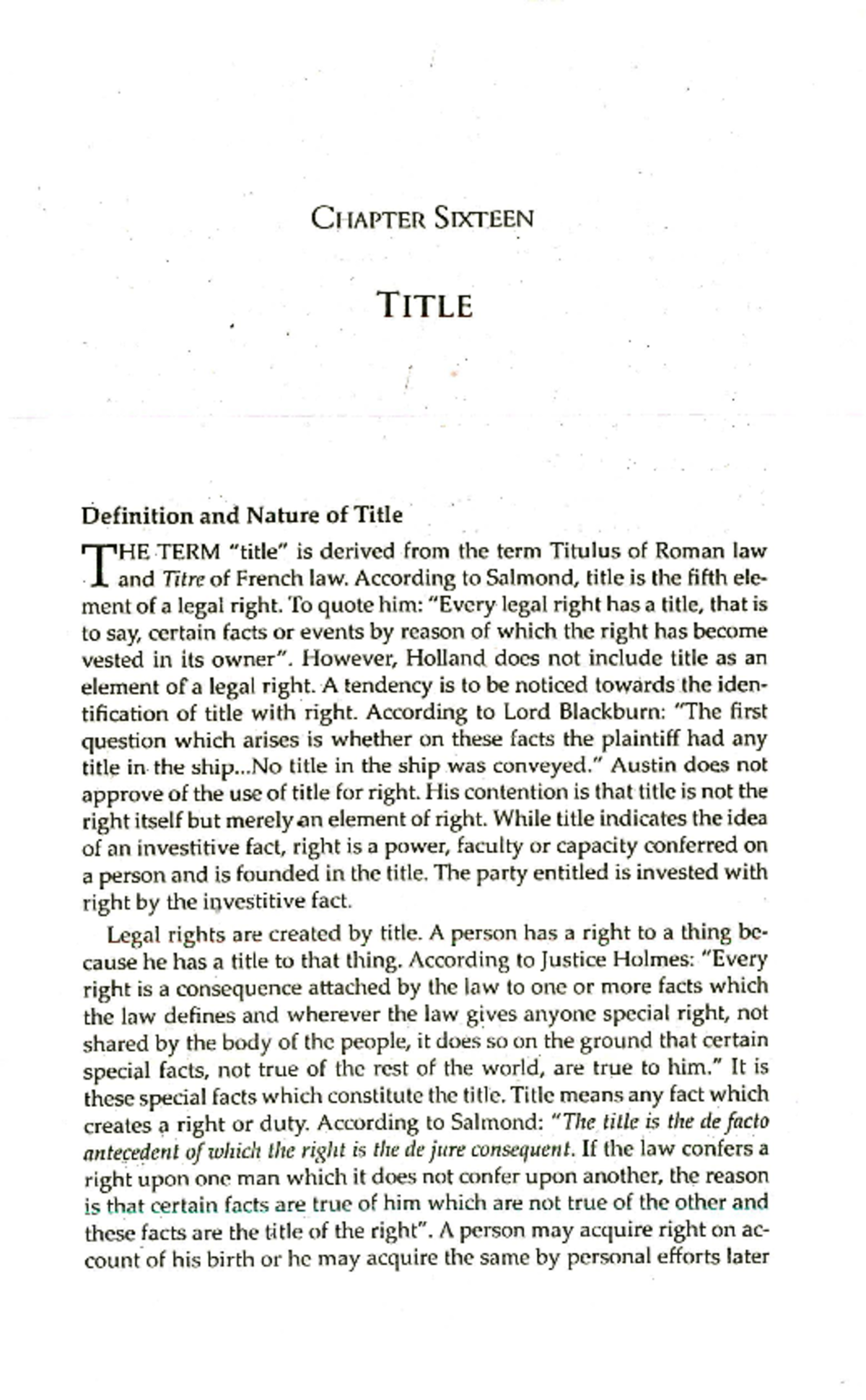Chapter 16-20: Understanding Title in Jurisprudence and Legal Rights ...