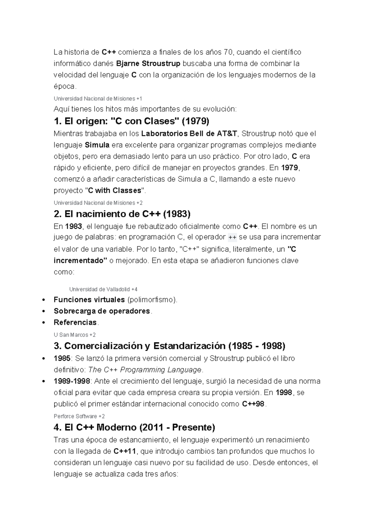 La historia de C++: Apuntes de Evolución y Aplicaciones - Studocu