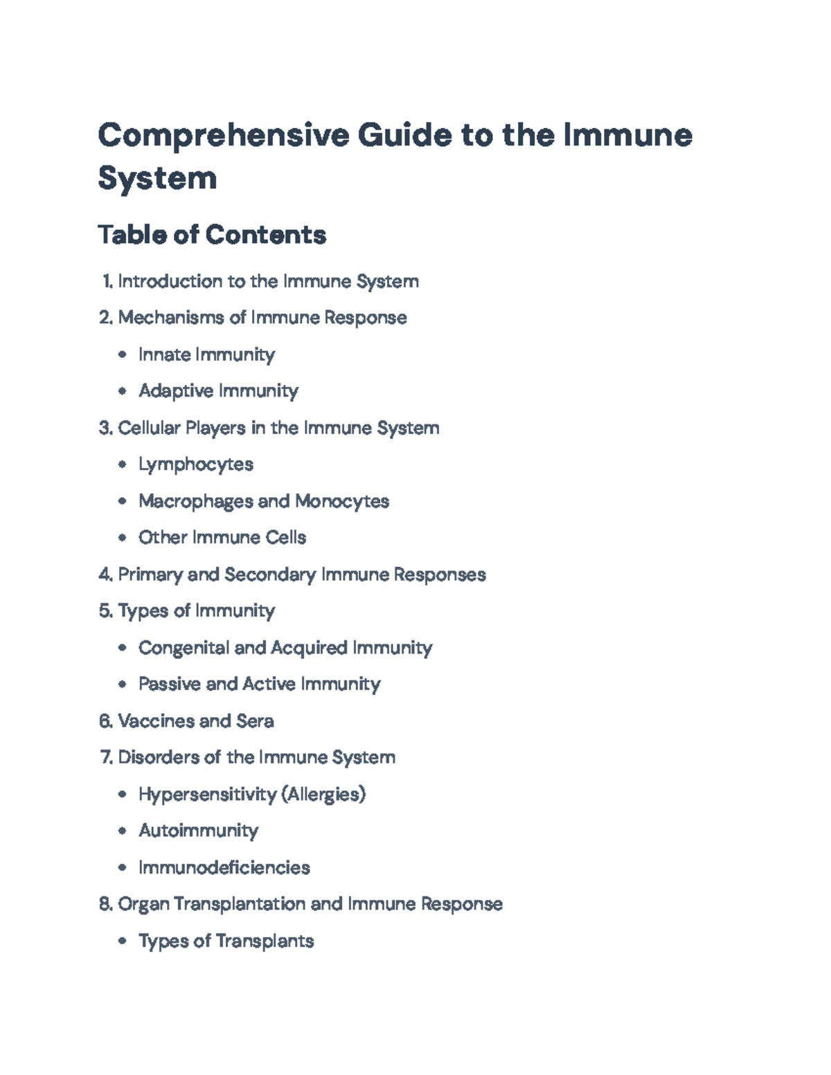 Comprehensive Guide to the Immune System and Disorders - BIO101 ...