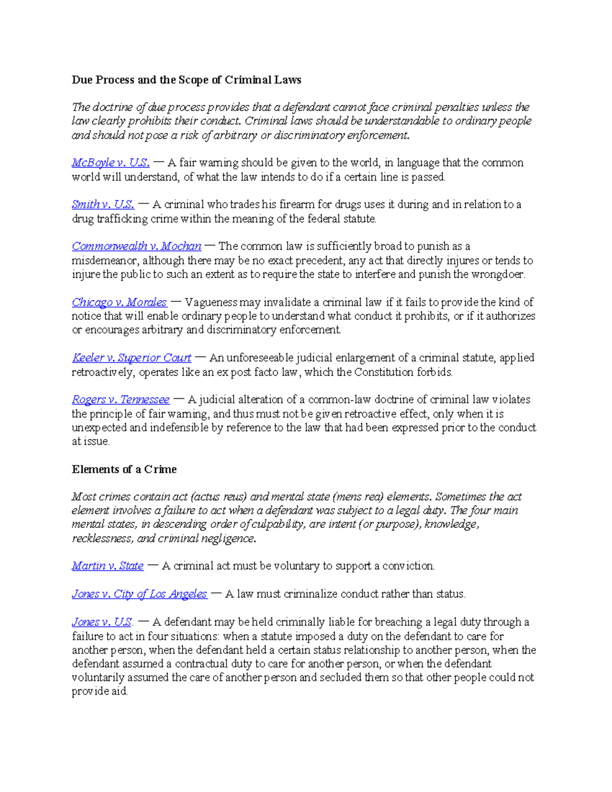 Crim Law Cases - Lecture Notes on Due Process and Criminal Law - Studocu