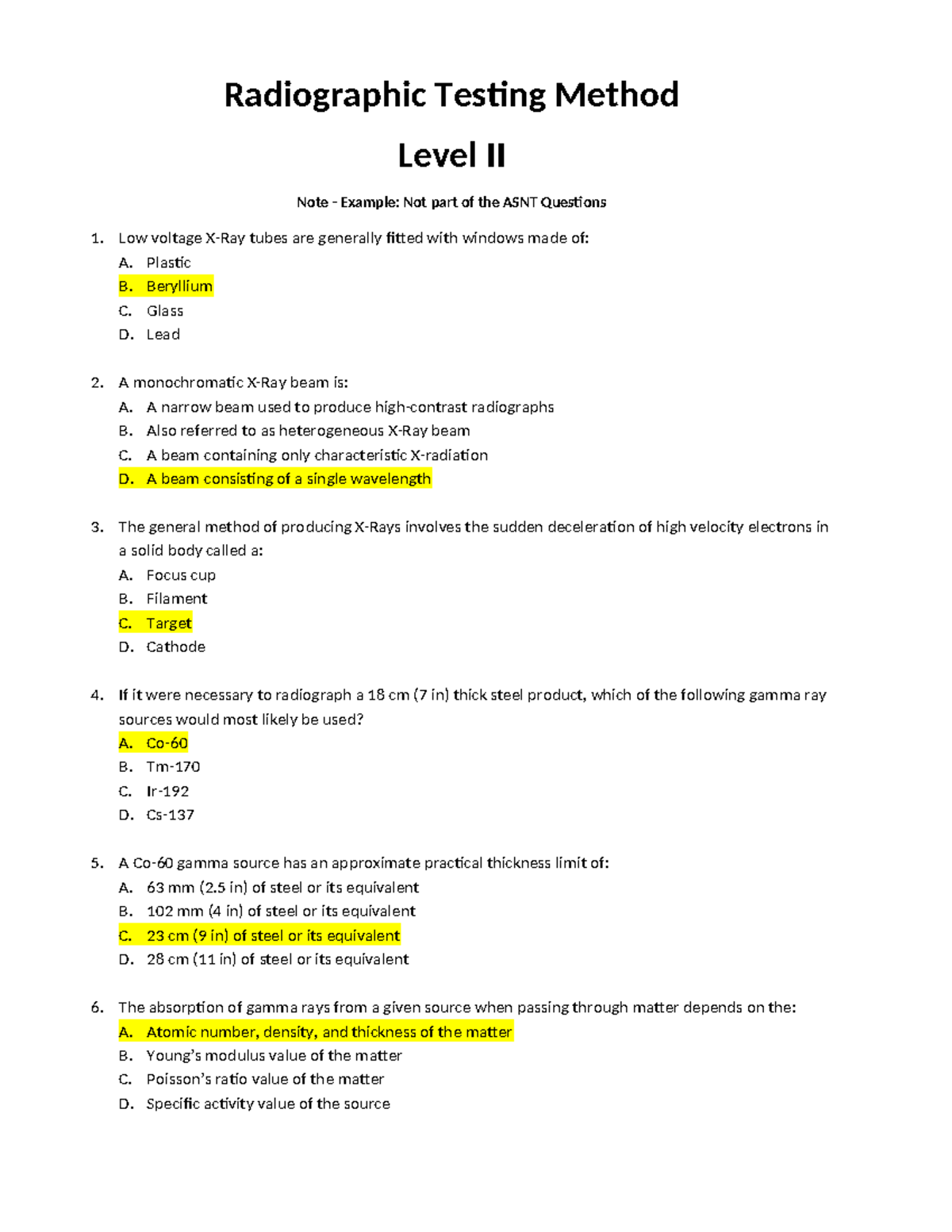 Radiographic Testing Method Level II Study Notes: Key Concepts and ...