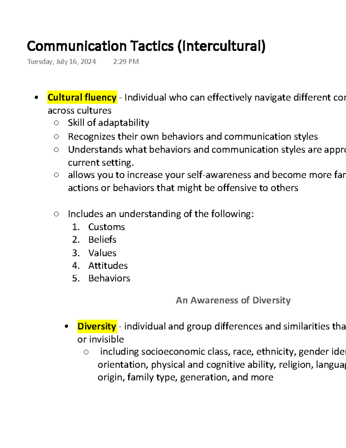 Module 3 Communication Tactics (Intercultural) - Cultural fluency ...