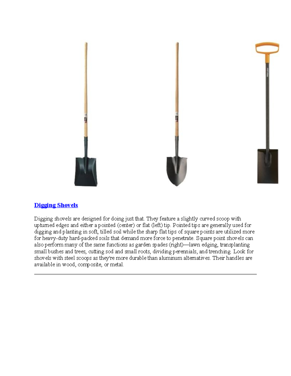 Digging Shovels: A Comprehensive Review of Types and Uses - Studocu