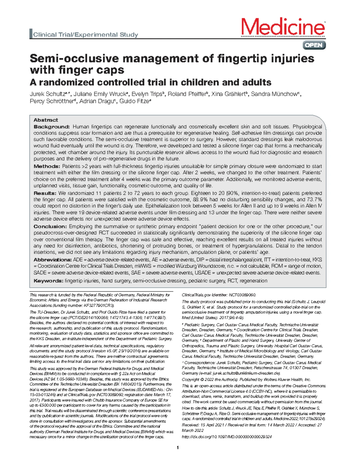 Conservative Management of Finger Tip Injuries in Adults (M. J. Allen ...