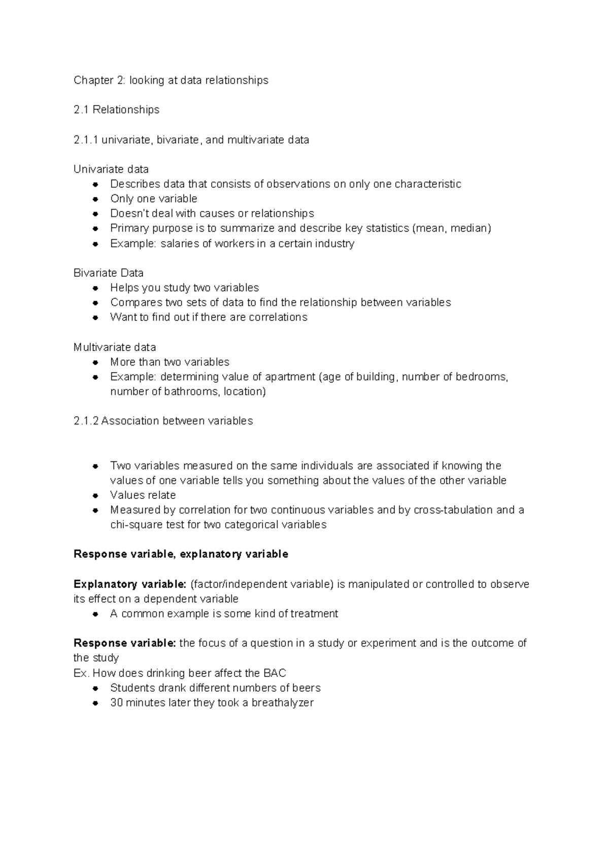 Chapter 2: Understanding Data Relationships in Statistics - Studocu