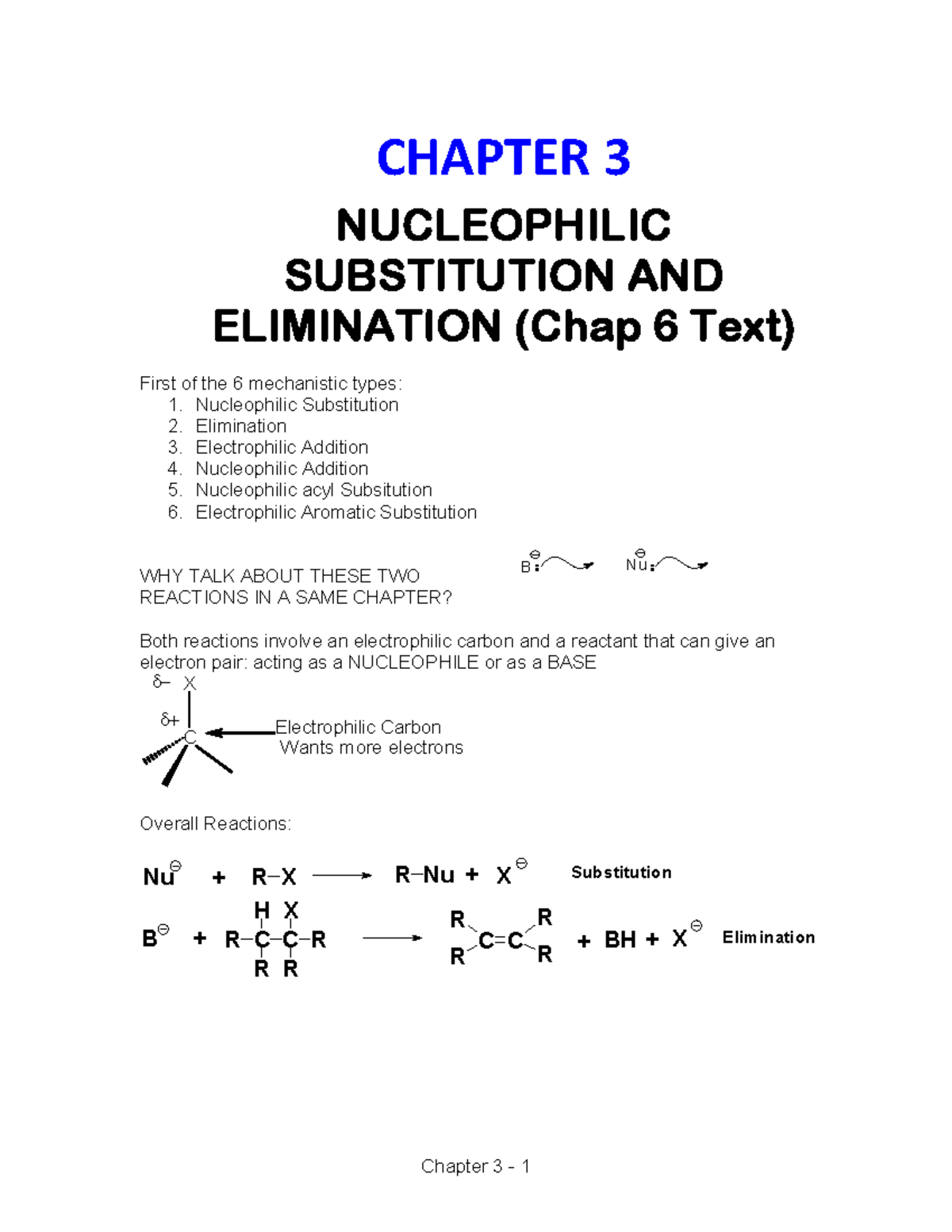 Chapter 3 - Nucleophilic Substitution and Elimination Study Notes - Studocu