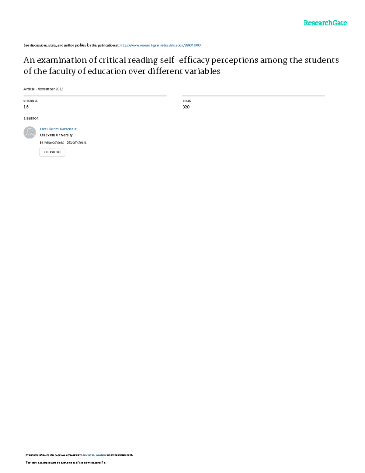 An Examination of Critical Reading Perceptions in Education Students ...