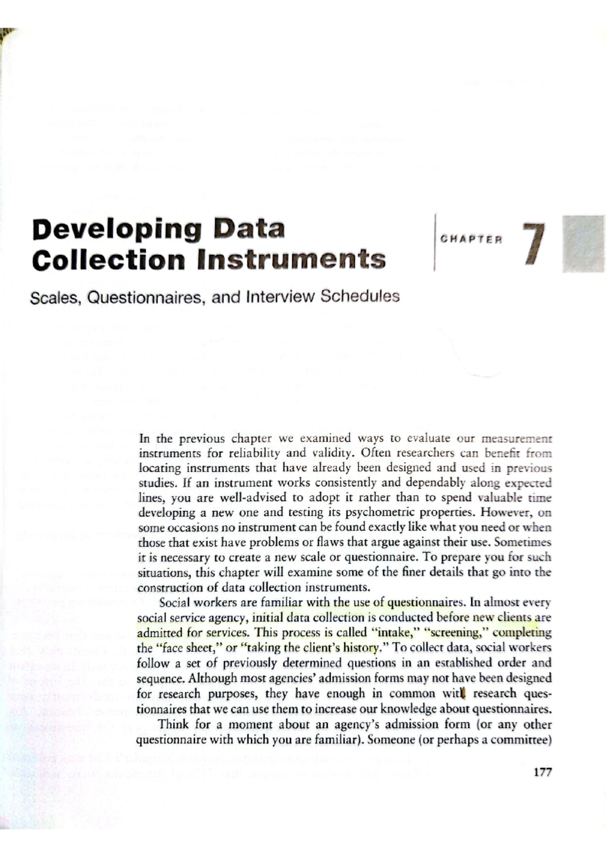 Chapter 7 Research Notes: Developing Data Collection Instruments ...