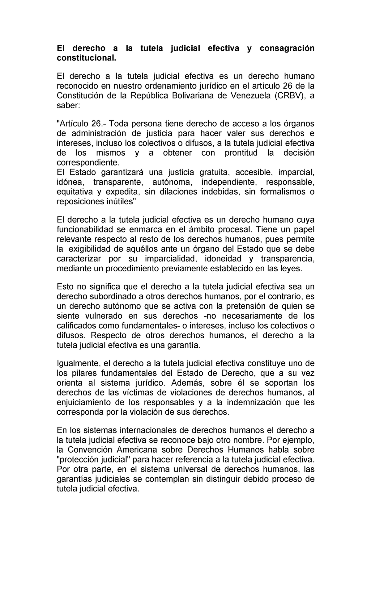 Derecho a la Tutela Judicial Efectiva en la CRBV: Análisis y Garantías ...