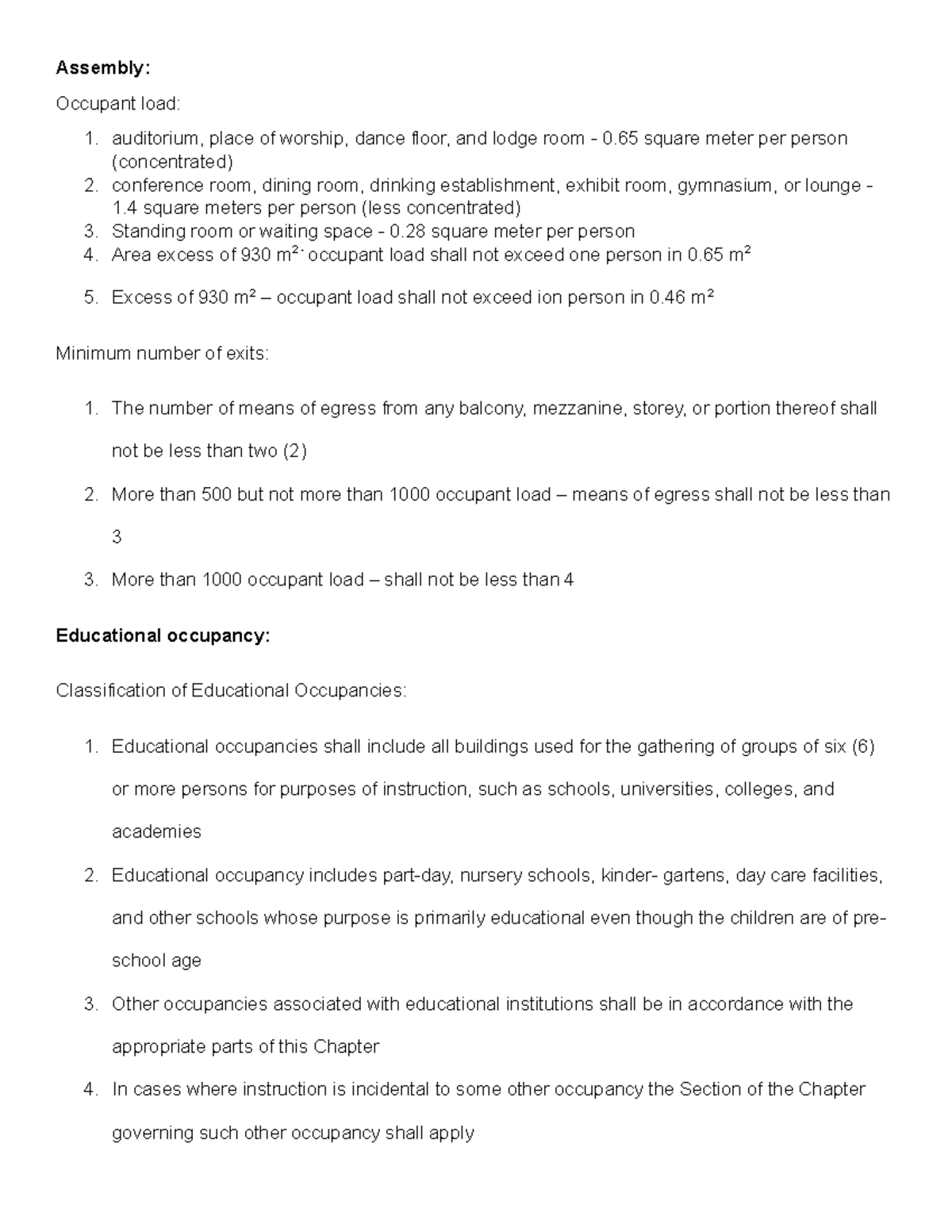 Assembly - dad - Assembly: Occupant load: 1. auditorium, place of ...