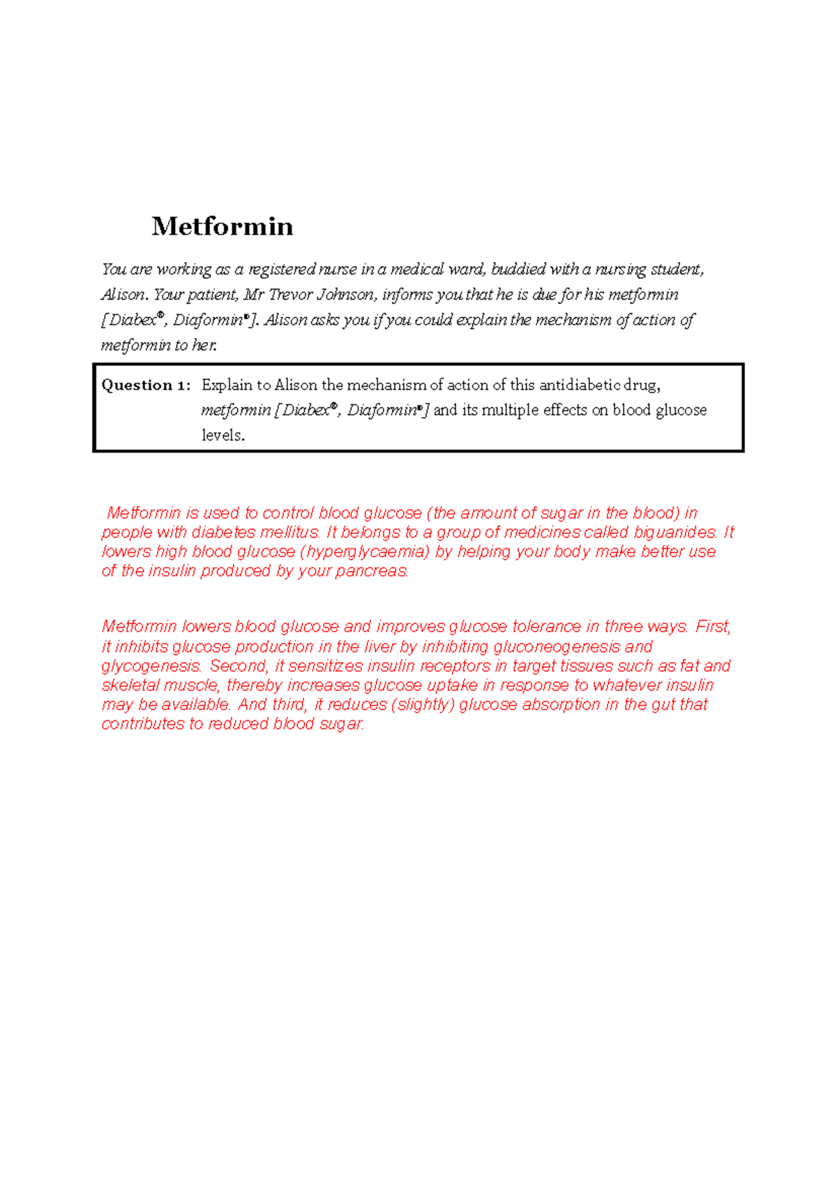 Metformin   Viva Voce Question Mechanism of Action   Metformin You ...