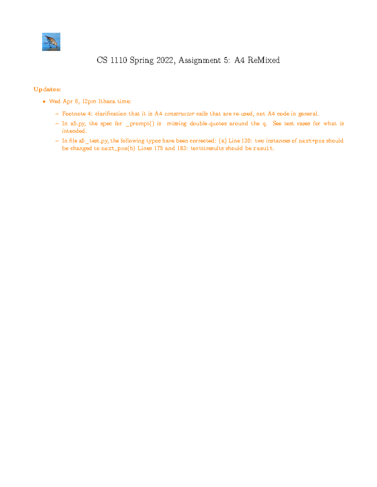 A5 - CS 1110 Spring 2022 Homework Assignment 5: A4 ReMixed - Studocu