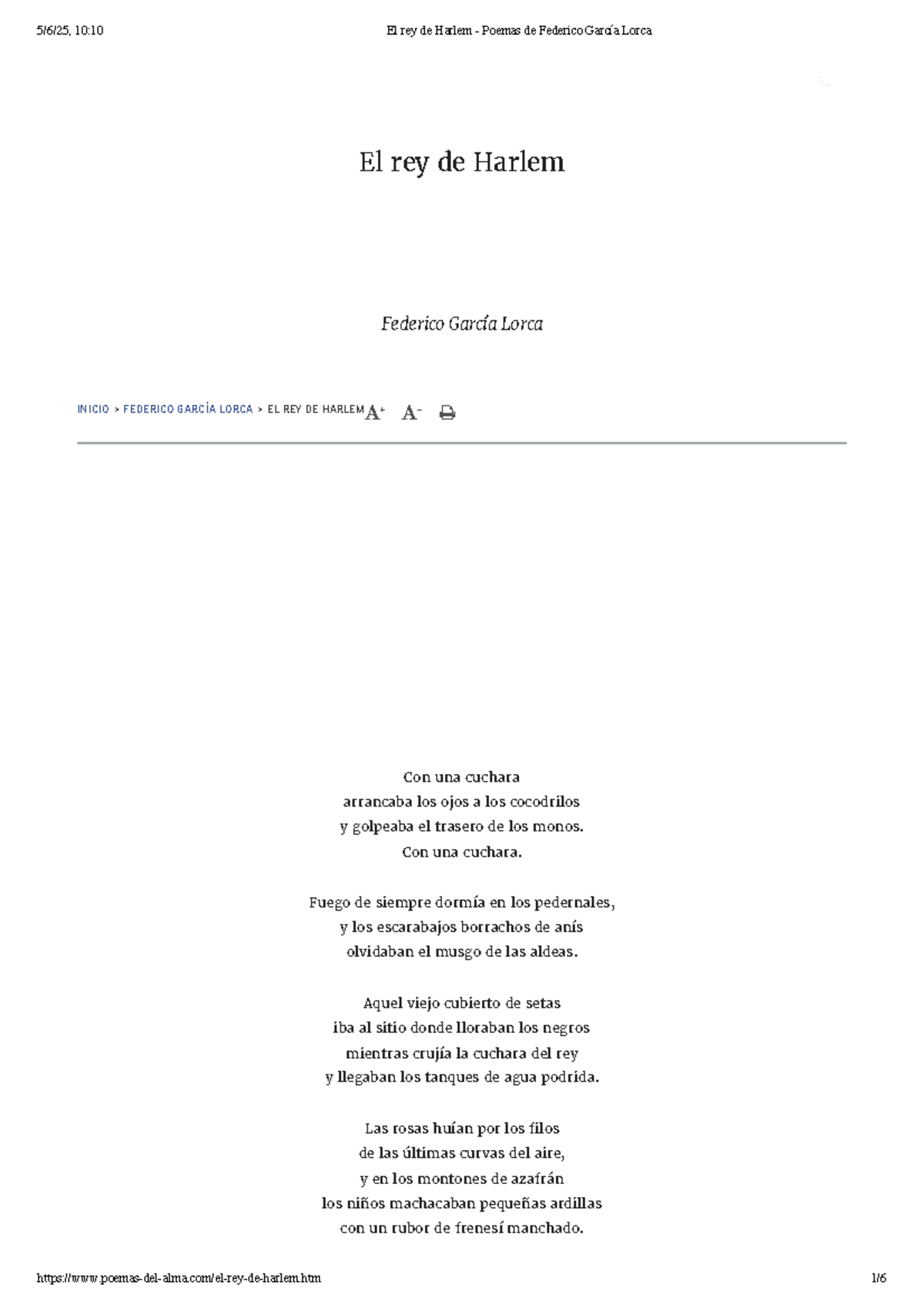 El rey de Harlem: Poemas de Federico García Lorca - Análisis sobre ...