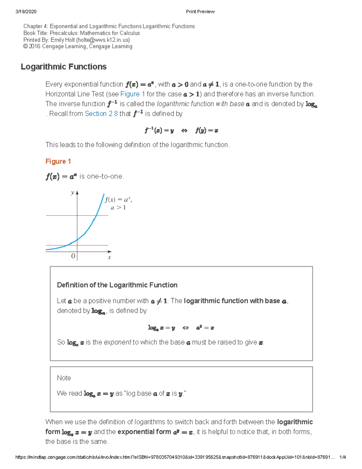 4-3 Logarithmic Functions - Chapter 4: Exponential and Logarithmic ...