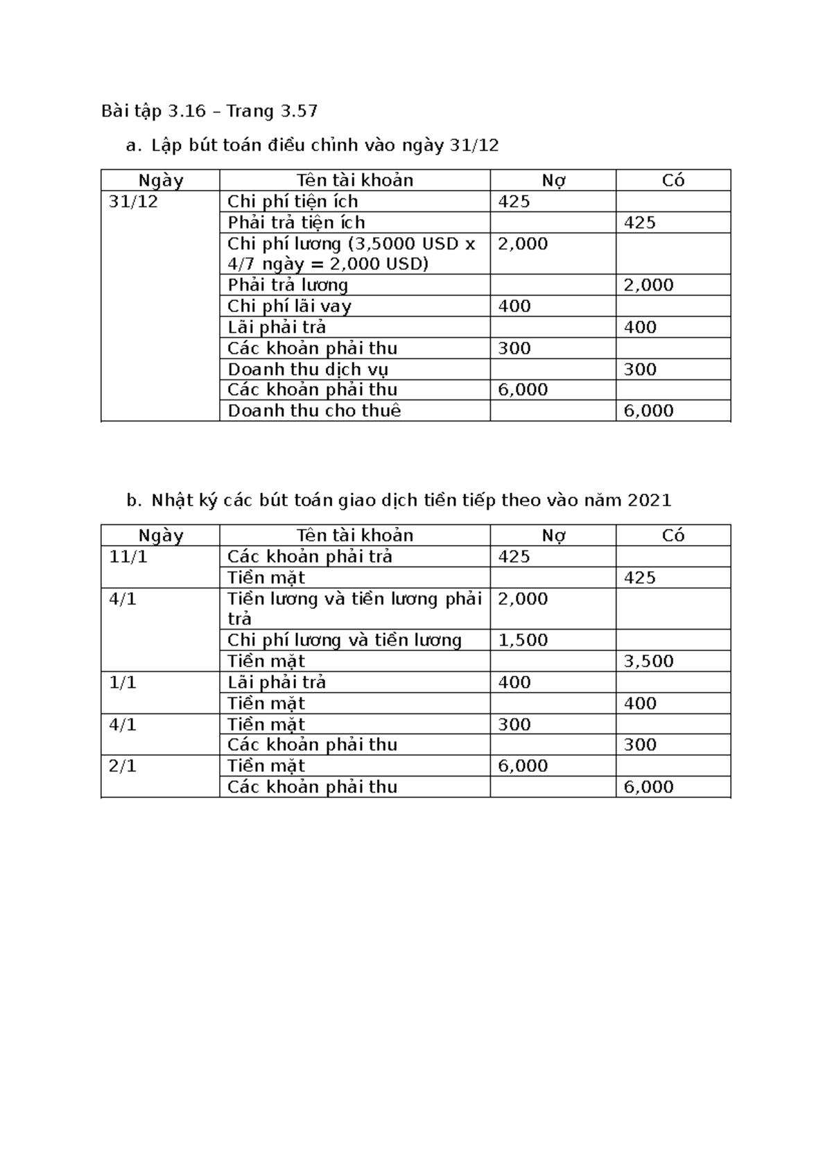 Bài 3.16 - Ghi Chú Bút Toán Điều Chỉnh Chương 3 - Studocu
