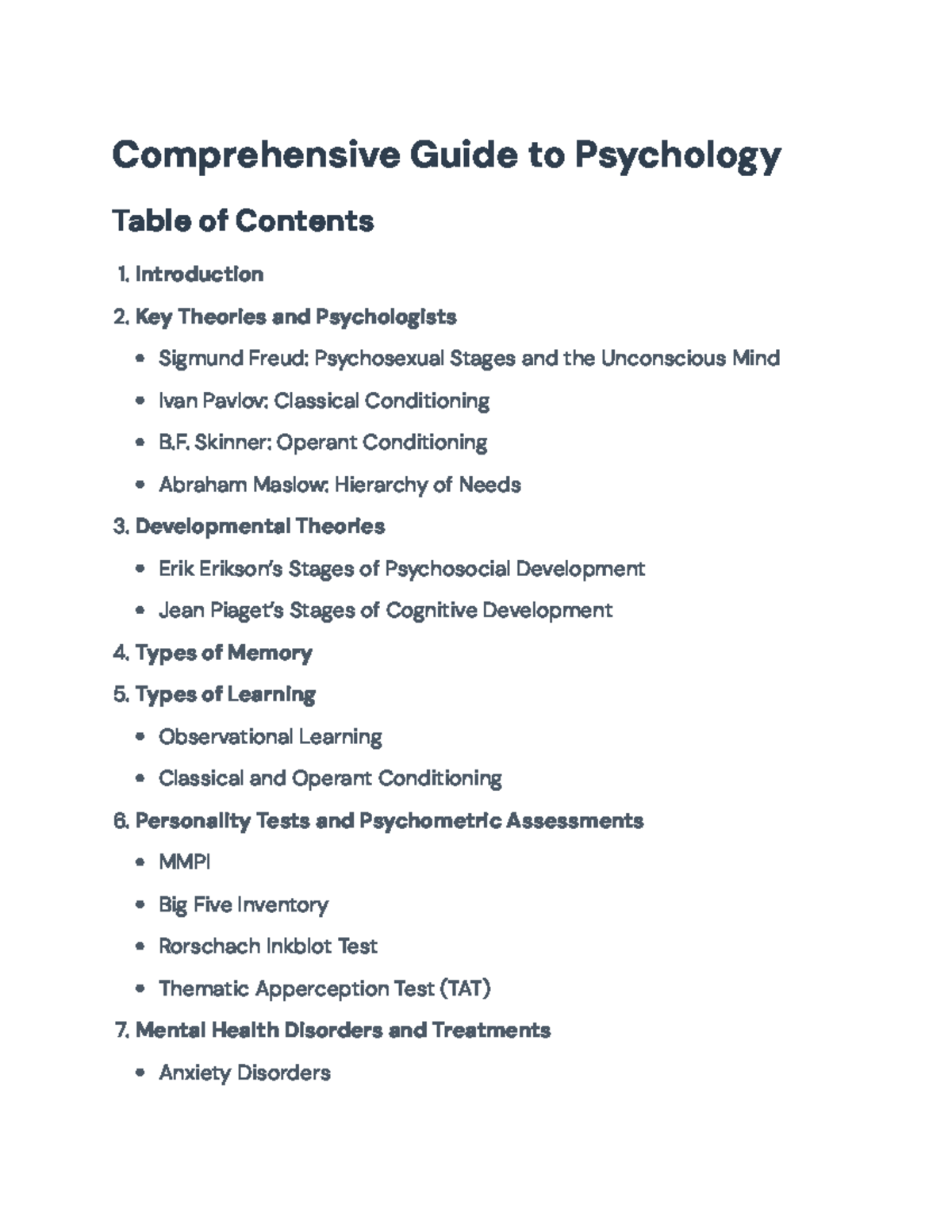 Comprehensive Psychology Guide: Theories, Disorders &amp; Research Methods - Studocu