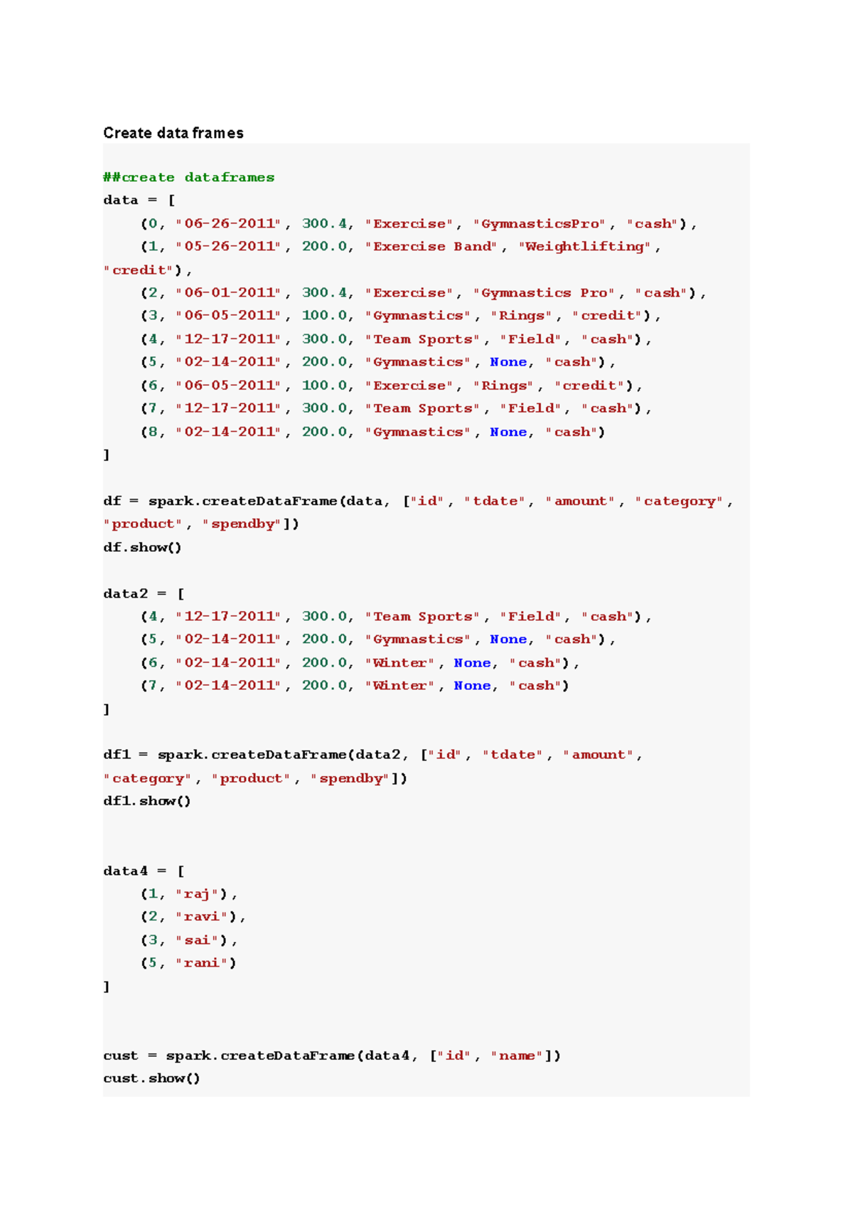 SQL Document - DBMS: Creating and Managing DataFrames in Spark - Studocu