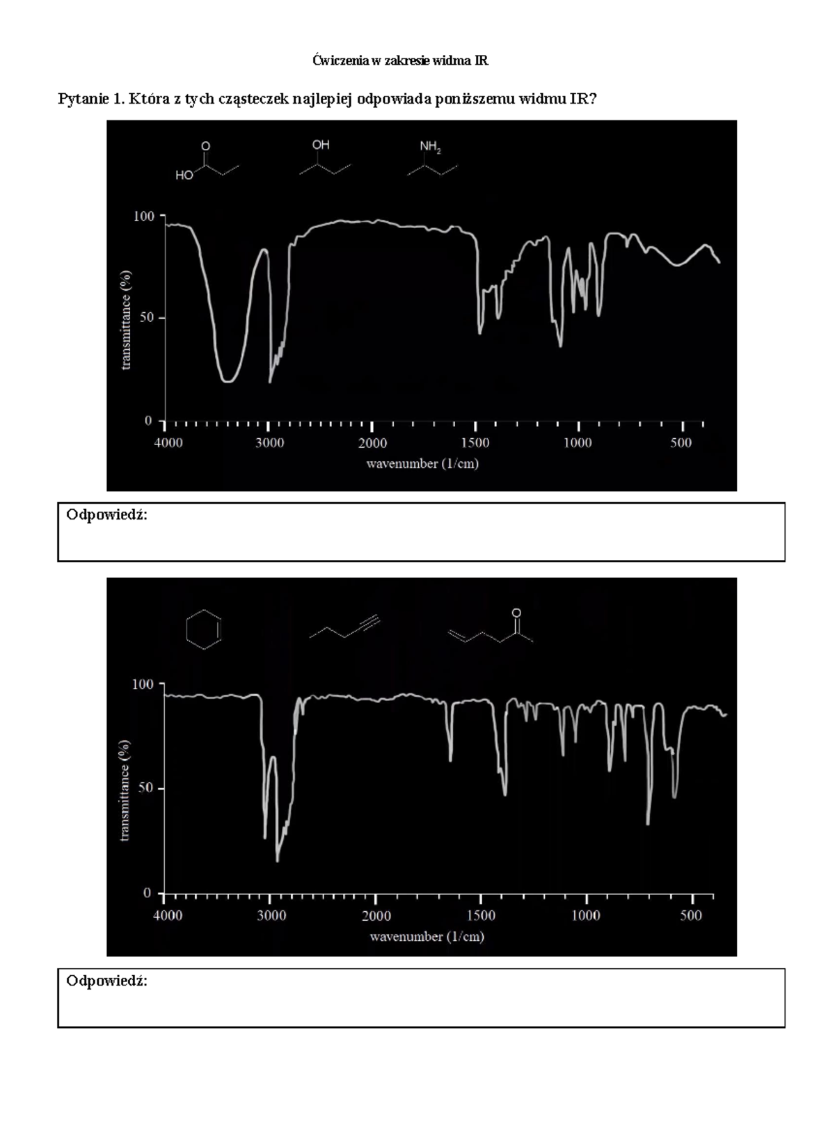 IR Spectroscopy Practice 01 - Questions and Answers (967350095) - Studocu