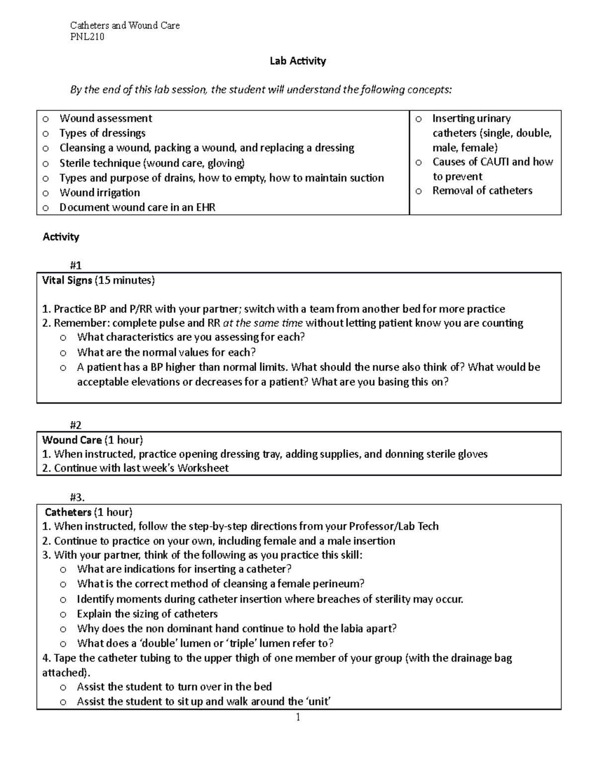 Activity Catheter Lab - PNL Wound Care Practice Assignment - Studocu