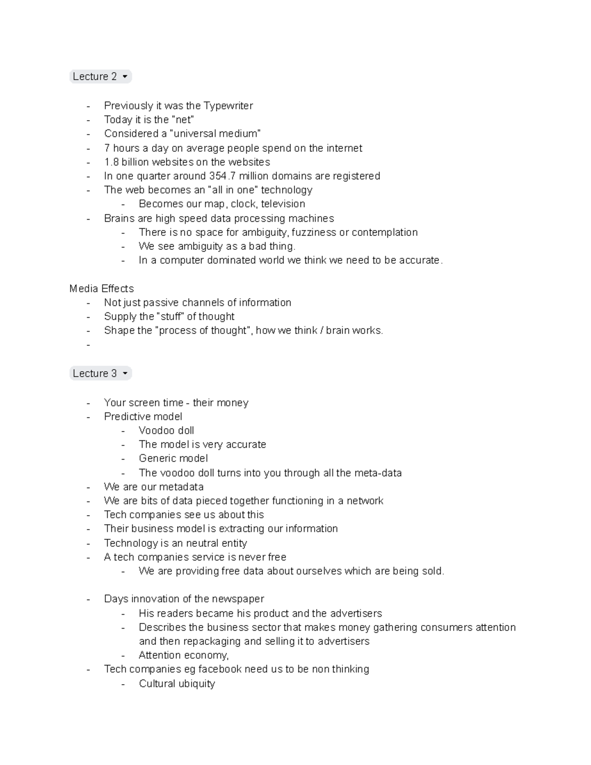 Lecture Notes on Media Effects and Tech Economics - COM2118 - Studocu