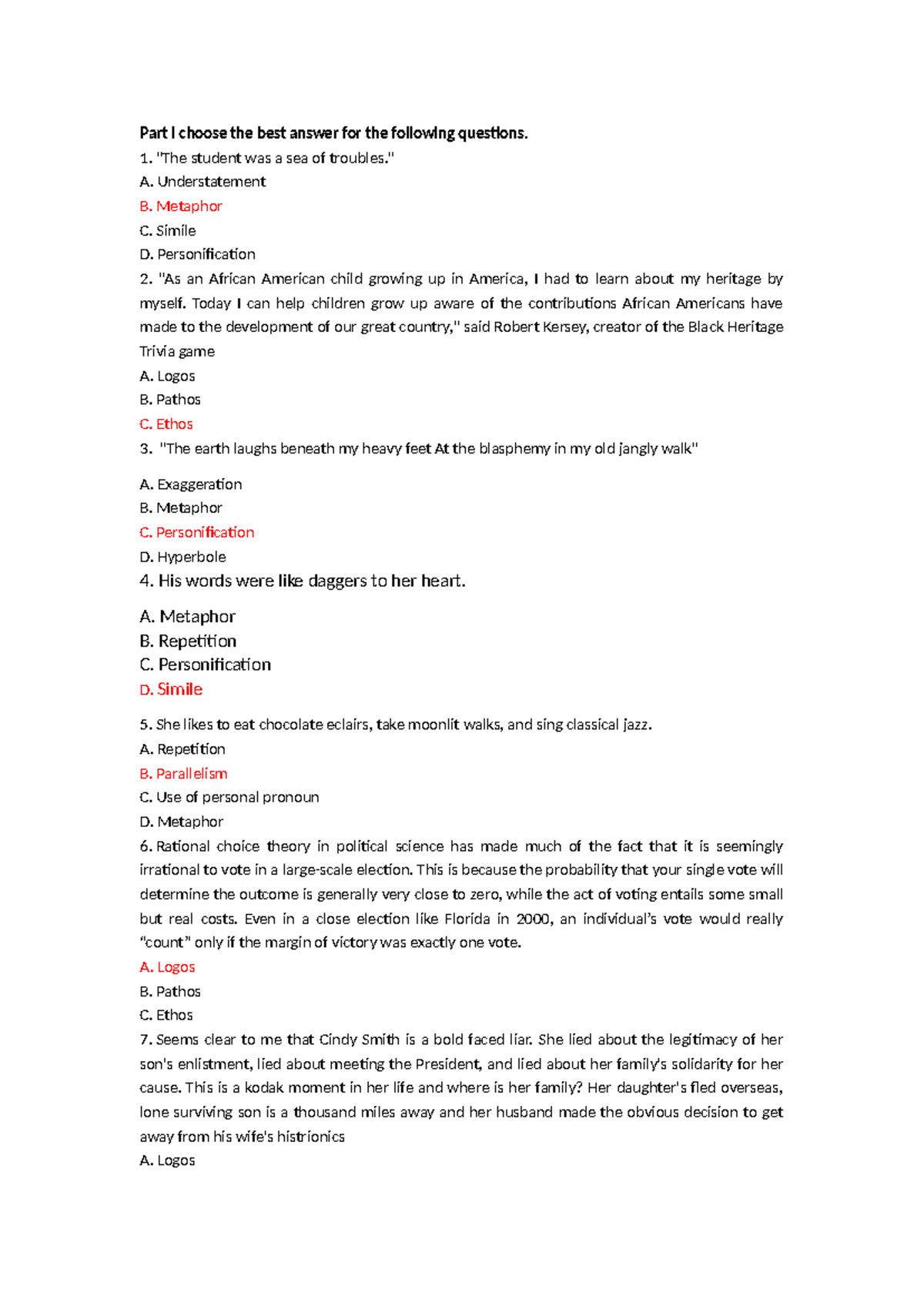 Quiz on Rhetorical Devices (ENG 101) - Studocu