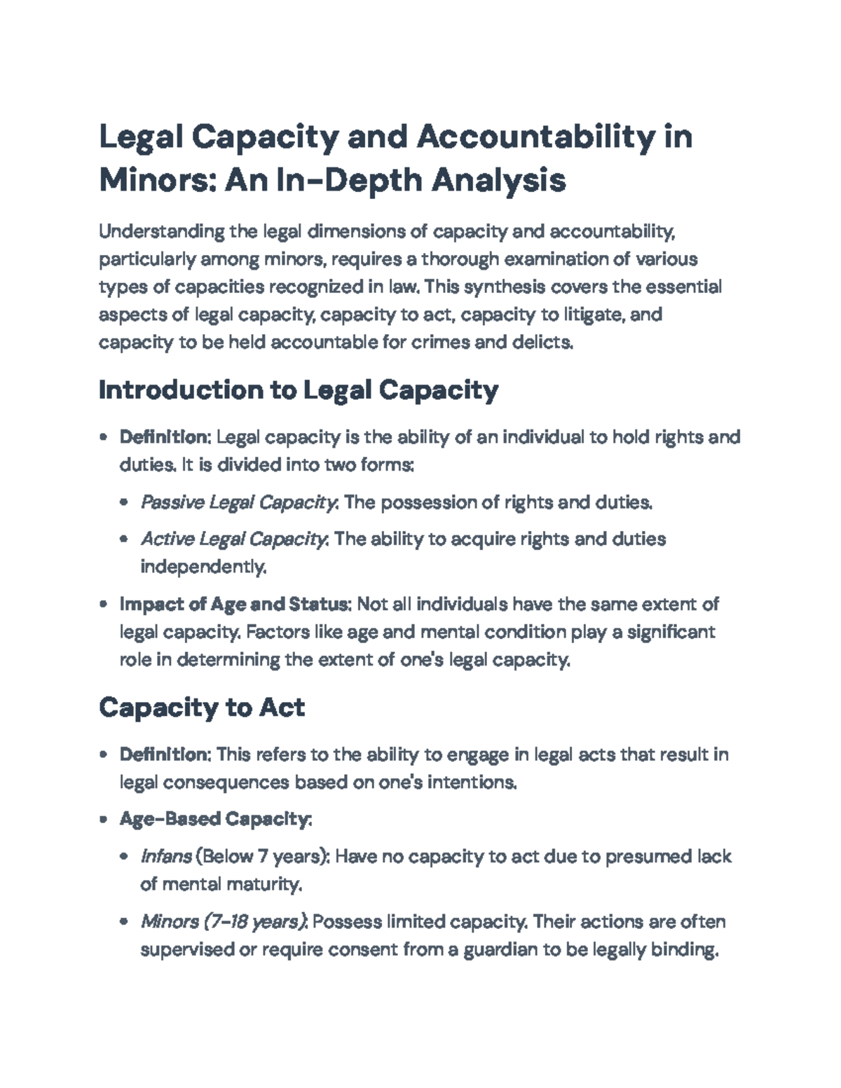 Legal Capacity and Accountability of Minors: An In-Depth Analysis ...