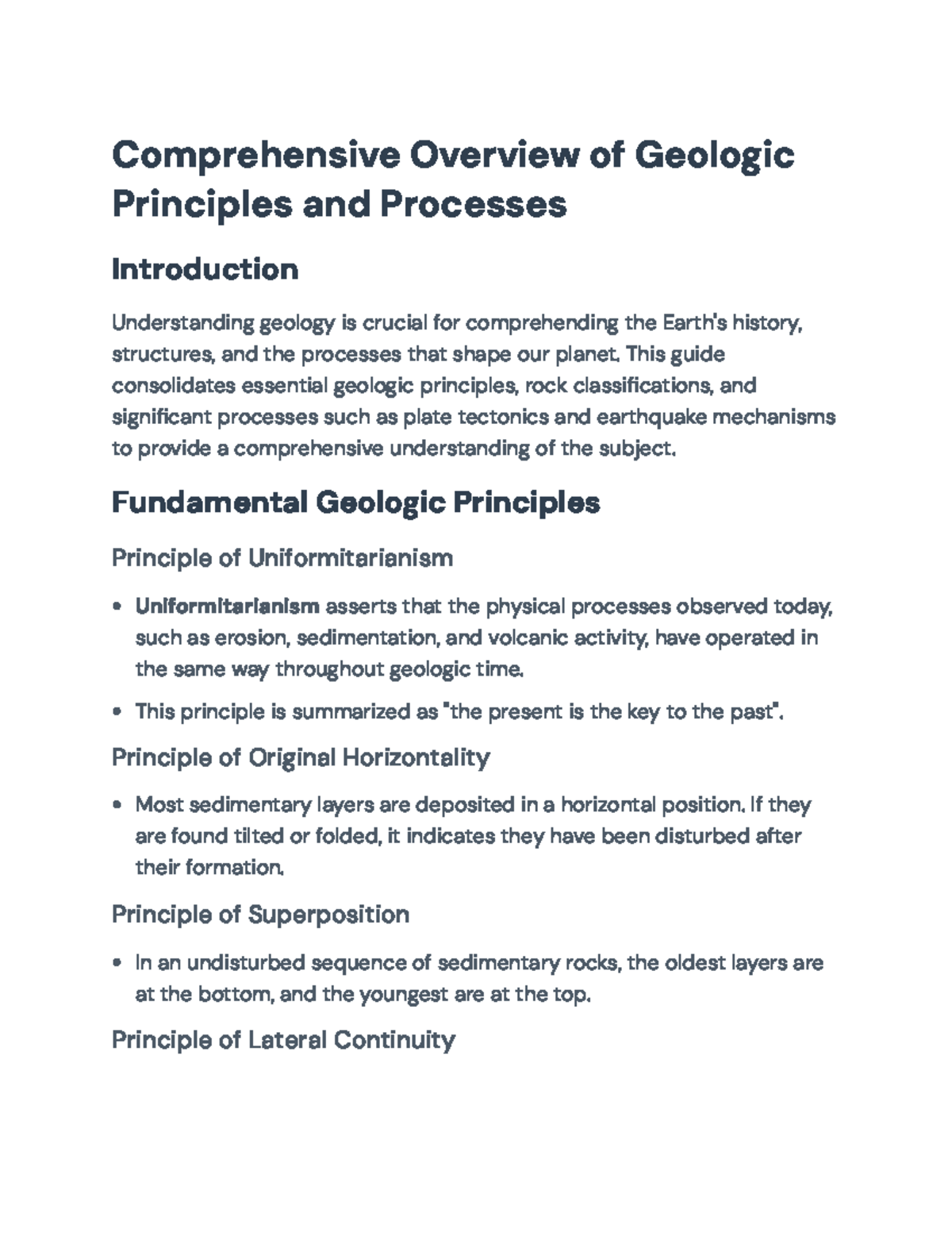 Comprehensive Guide to Geologic Principles and Processes (Earth Sci 101 ...