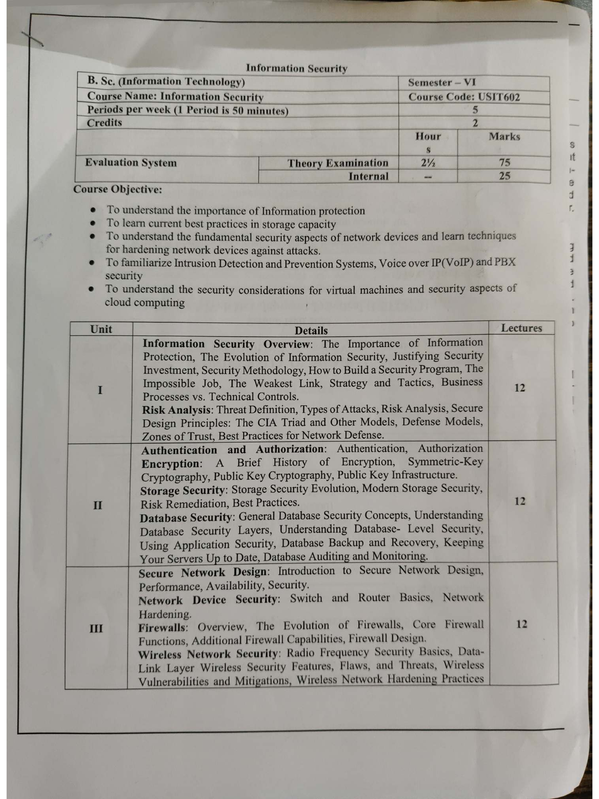 Information Security Course Notes - USIT602 - B. Sc. IT Sem VI - Studocu