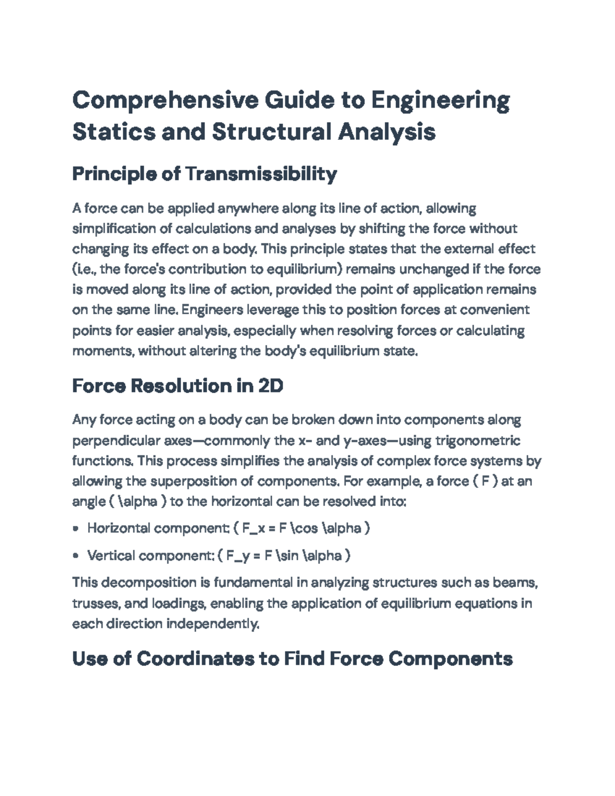 Comprehensive Guide to Engineering Statics (ENGR 101) - Key Principles ...