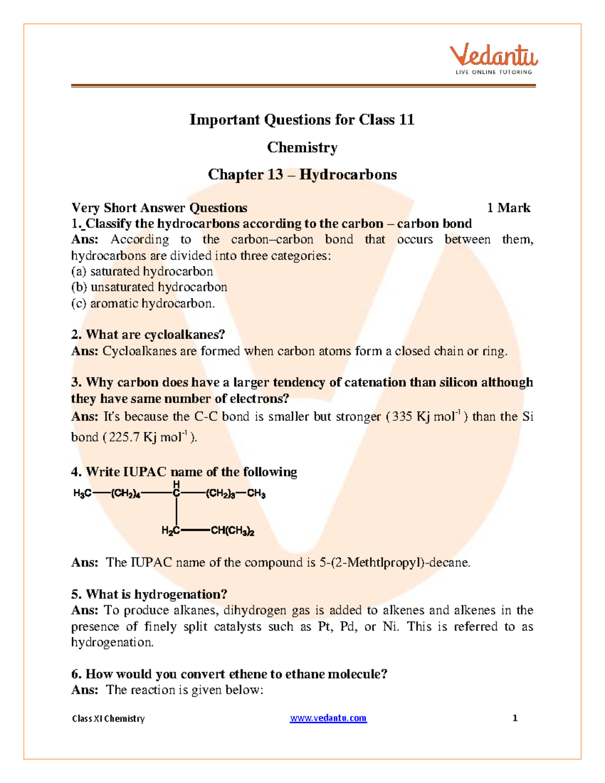Important questions class 11 chemistry chapter 13 - Important Questions ...