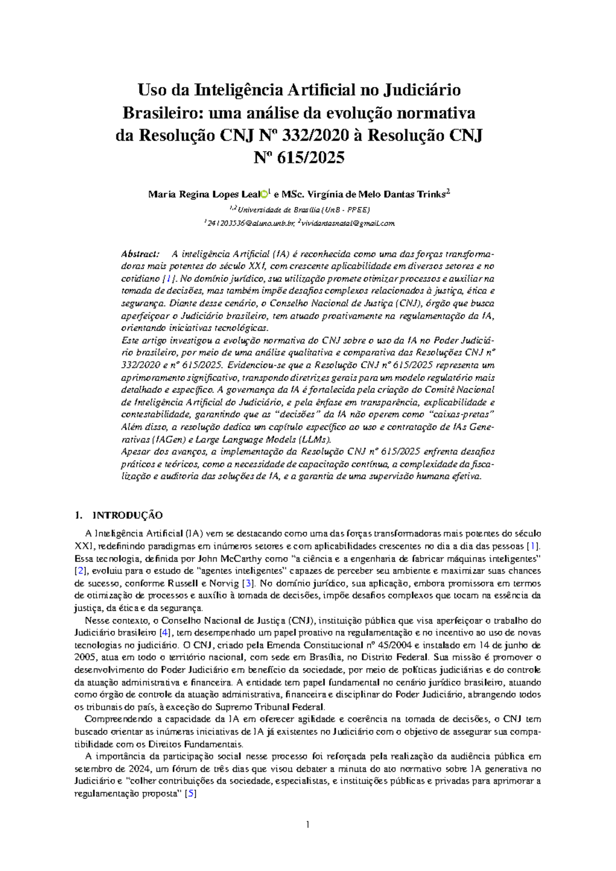 Uso da Inteligência Artificial no Judiciário Brasileiro: Análise das ...