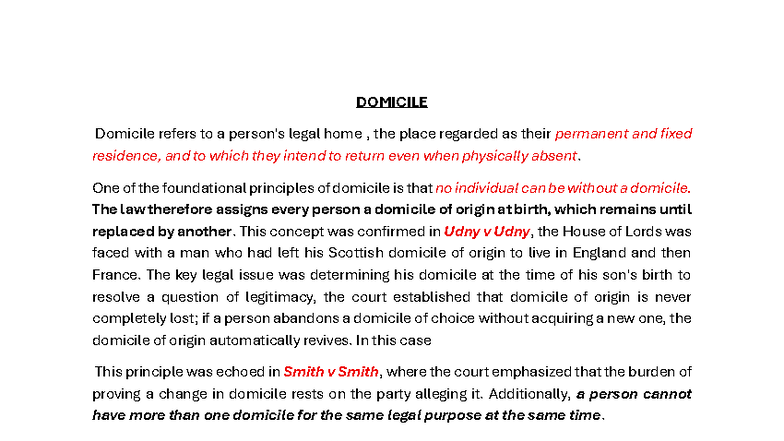 Domicile and Jurisdiction: Key Concepts and Case Law (LAW 101) - Studocu