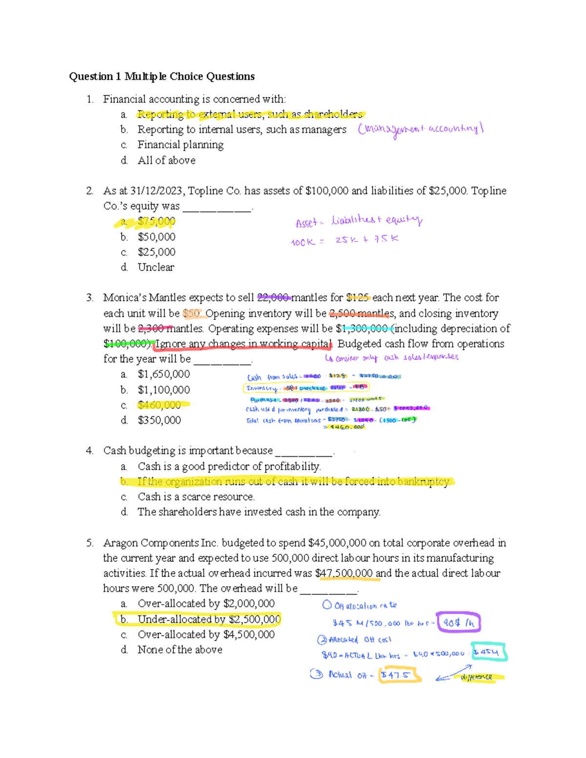 Final Exam Review: Financial Accounting Concepts and Applications - Studocu