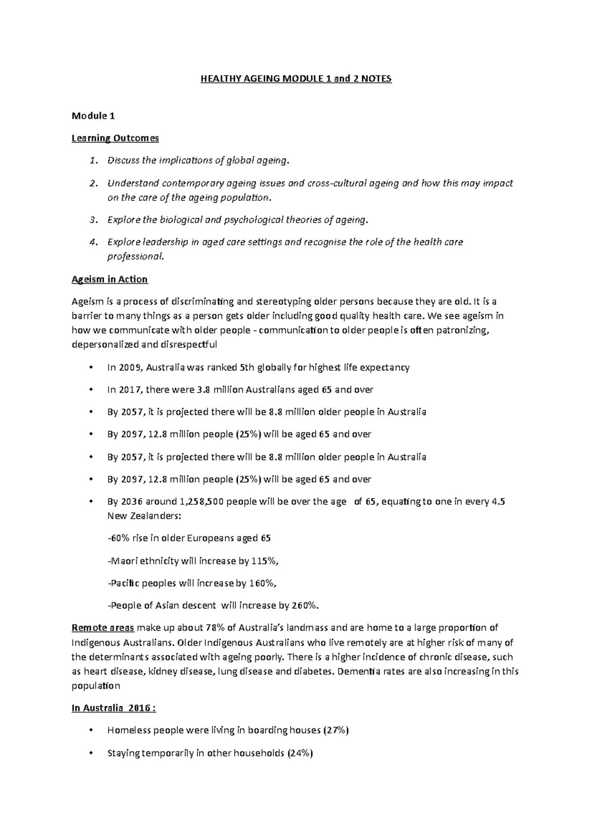 Healthy Ageing Module 1 and 2 Notes - HEALTHY AGEING MODULE 1 and 2 ...