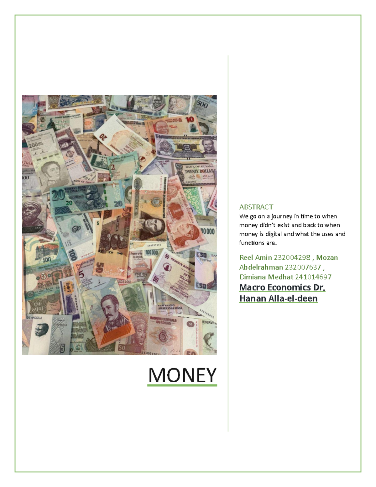 Macro Economics (MONEY) - Comprehensive Notes on Money's Evolution and ...
