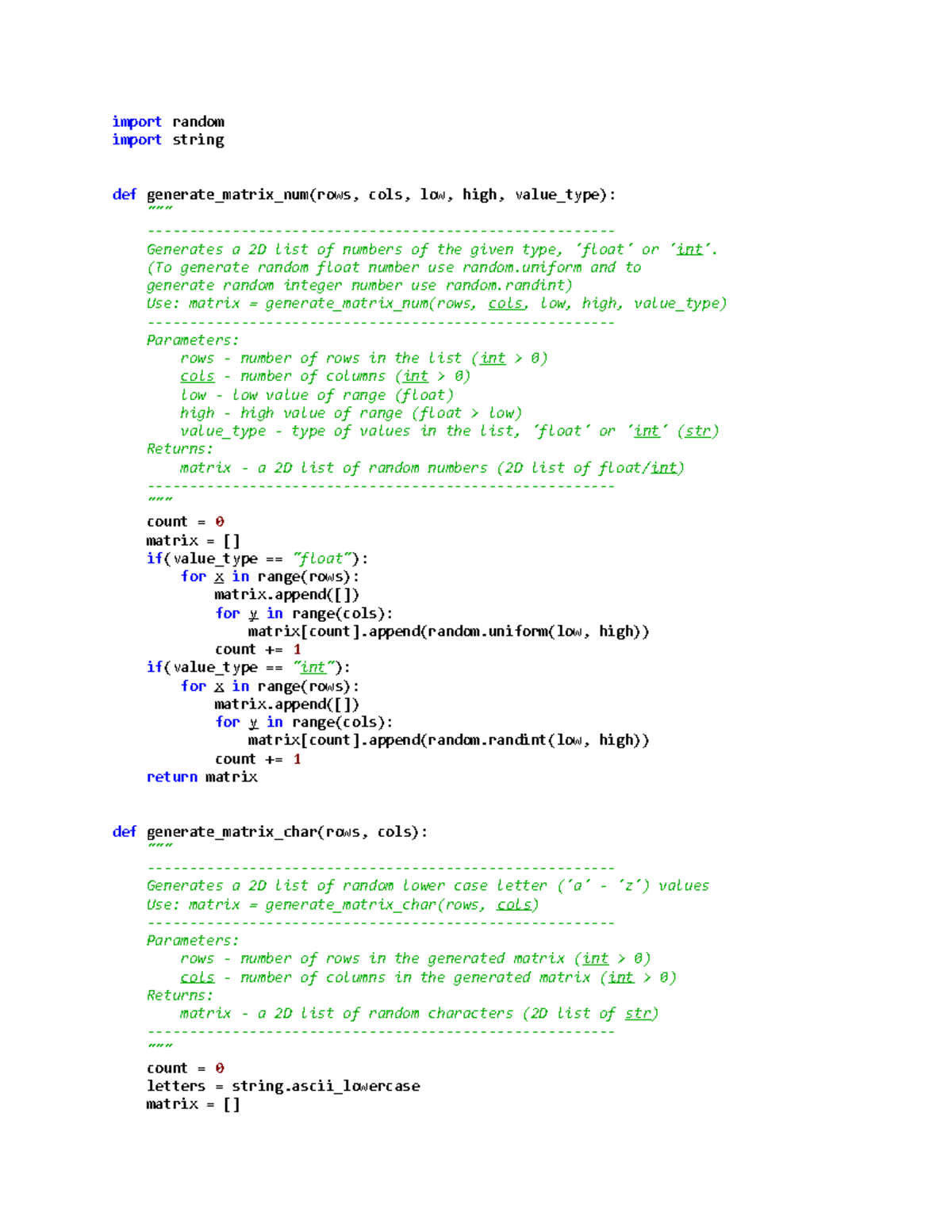 Assignment: Lab 11 part 1 solutions codes - import random import string ...