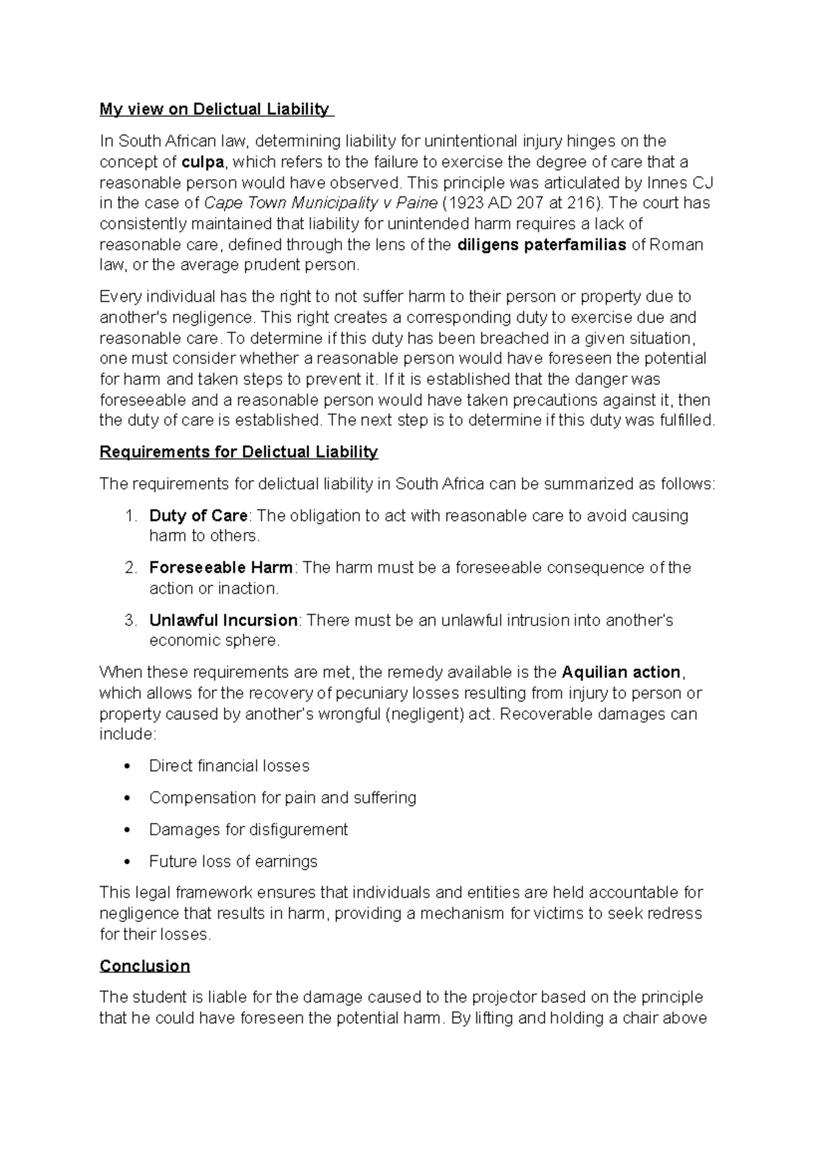 Delictual Liability in South African Law: Legal Framework and ...
